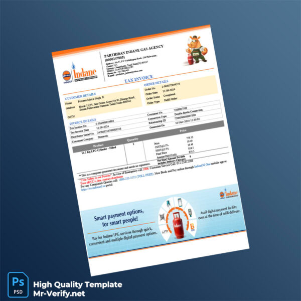 India IndianOil Invoice Template in Word and PDF formats