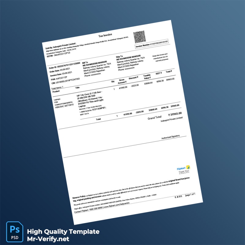 India Indospirit Private Limited Tax Invoice Template in Word and PDF formats page 2 India Indospirit Private Limited Tax Invoice Template in Word and PDF formats page 2