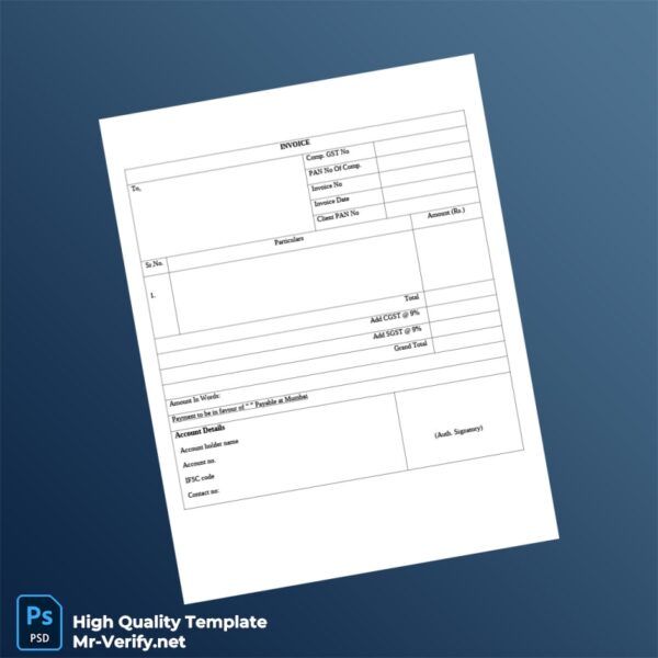 India Invoice Format Template in Word and PDF formats