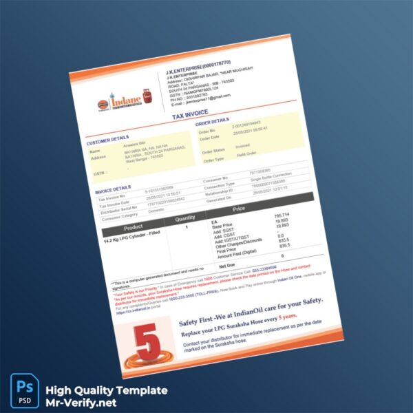 India J K Enterprise Tax Invoice Template in Word and PDF formats