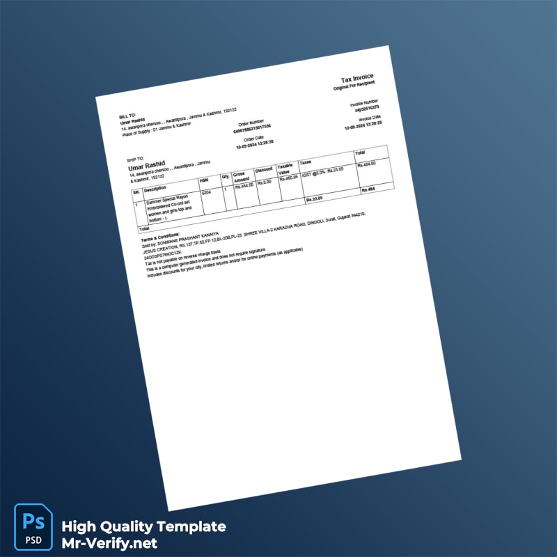 India Jesus Creation Invoice Template in Word and PDF formats India Jesus Creation Invoice Template in Word and PDF formats