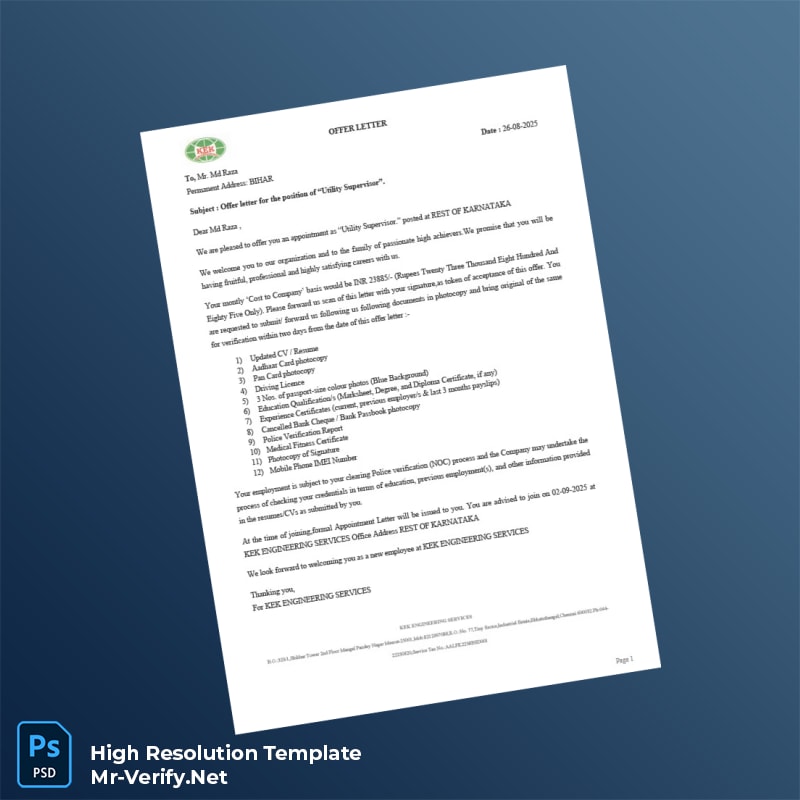 India%20KEK%20Engineering%20Services%20Employment%20Verification%20Letter%20Template%20in%20Word%20and%20PDF%20formats Editable India KEK Engineering Services Employment Verification Letter Word and Pdf Template Preview - Mac Doc