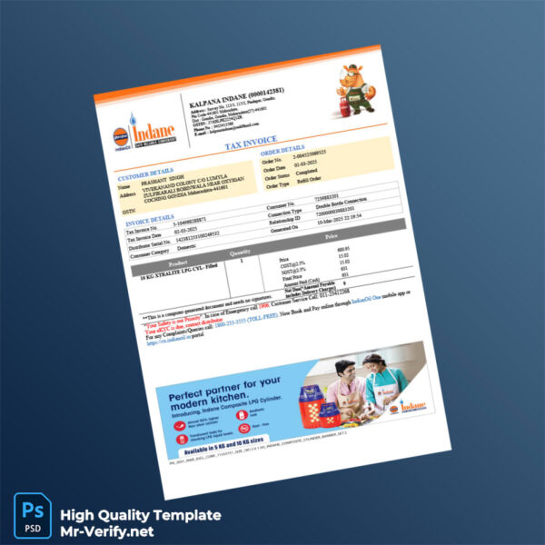 India Kalpana Indane Tax Invoice Template in Word and PDF formats