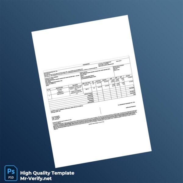 India Kohinoor Televideo Tax Invoice Template in Word and PDF formats