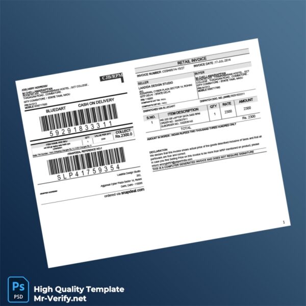 India Laadida Design Studio Invoice Template in Word and PDF formats