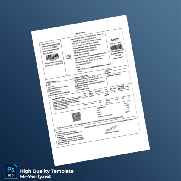 India Lenskart Solutions Limited Tax Invoice Template in Word and PDF formats