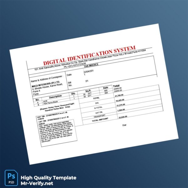 India MAGI INTERIORS Tax Invoice Template in Word and PDF formats India MAGI INTERIORS Tax Invoice Template in Word and PDF formats