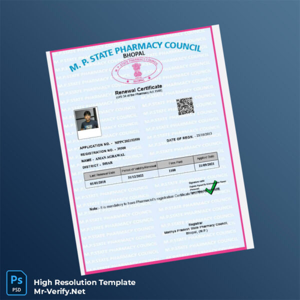 India%20Madhya%20Pradesh%20State%20Pharmacy%20Council%20Renewal%20Certificate%20Template%20in%20Word%20and%20PDF%20formats Editable India Madhya Pradesh State Pharmacy Council Renewal Certificate Word and Pdf Template Preview - Mac Doc