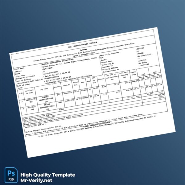 India MedPlus Tax Invoice Template in Word and PDF formats India MedPlus Tax Invoice Template in Word and PDF formats