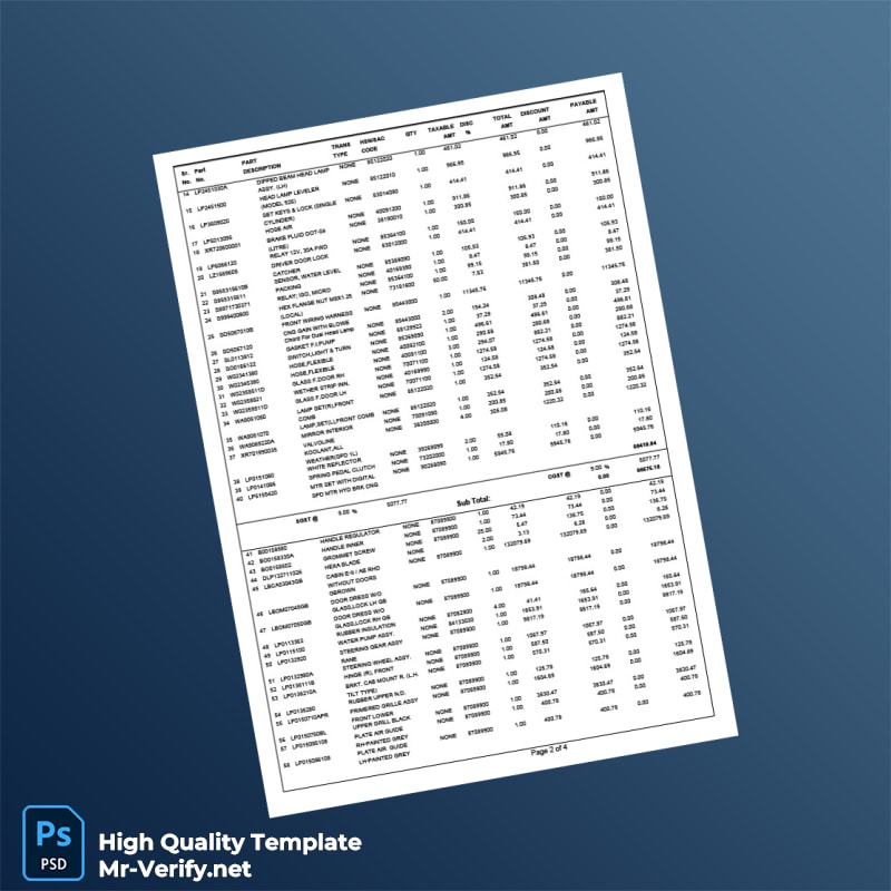 India Metaltech Motors Pvt Ltd Invoice Template in Word and PDF formats page 2 India Metaltech Motors Pvt Ltd Invoice Template in Word and PDF formats page 2
