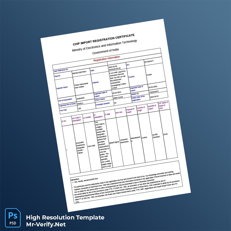 India%20Ministry%20of%20Electronics%20and%20Information%20Technology%20Chip%20Import%20Registration%20Certificate%20Template%20in%20Word%20and%20PDF%20formats Editable India Ministry of Electronics and Information Technology Chip Import Registration Certificate Word and Pdf Template Preview - Mac Doc