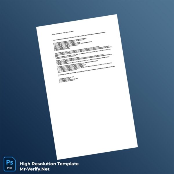 Editable India Ministry of Home Affairs FCRA Registration Certificate Word and Pdf Template Preview - Mac Doc