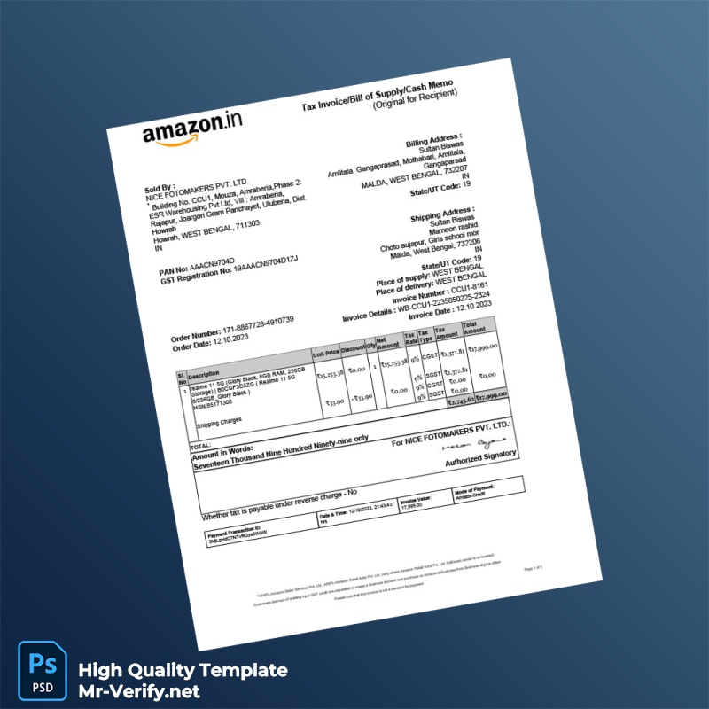 India NICE FOTOMAKERS PVT LTD Invoice Template in Word and PDF formats India NICE FOTOMAKERS PVT LTD Invoice Template in Word and PDF formats