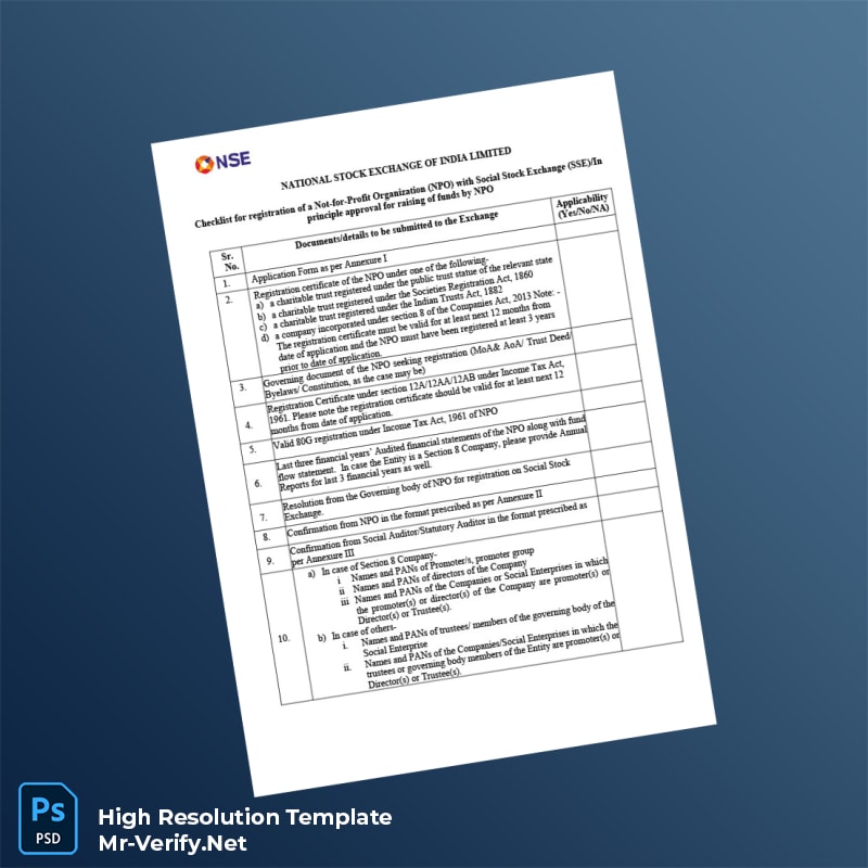 India%20NSE%20Checklist%20for%20Registration%20of%20Not-for-Profit%20Organization%20Template%20in%20Word%20and%20PDF%20formats Editable India NSE Checklist for Registration of Not-for-Profit Organization Word and Pdf Template Preview - Mac Doc