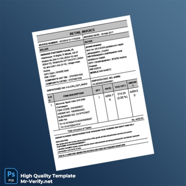 India Newgen Partners Invoice Template in Word and PDF formats India Newgen Partners Invoice Template in Word and PDF formats