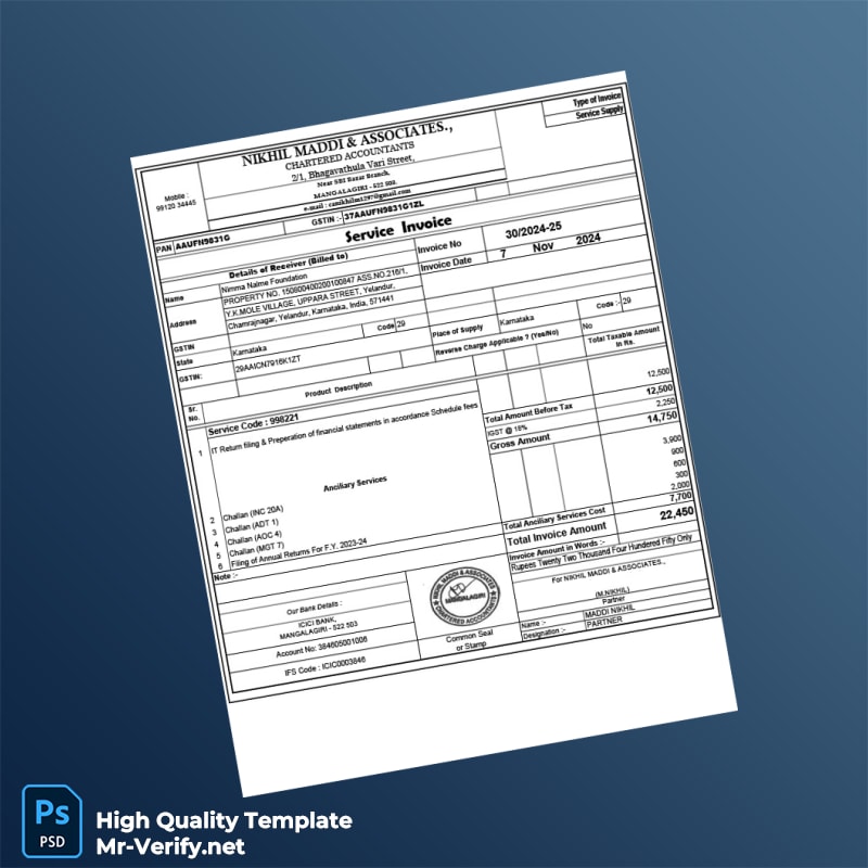 India Nimma Nalme Foundation Service Invoice Template in Word and PDF formats India Nimma Nalme Foundation Service Invoice Template in Word and PDF formats