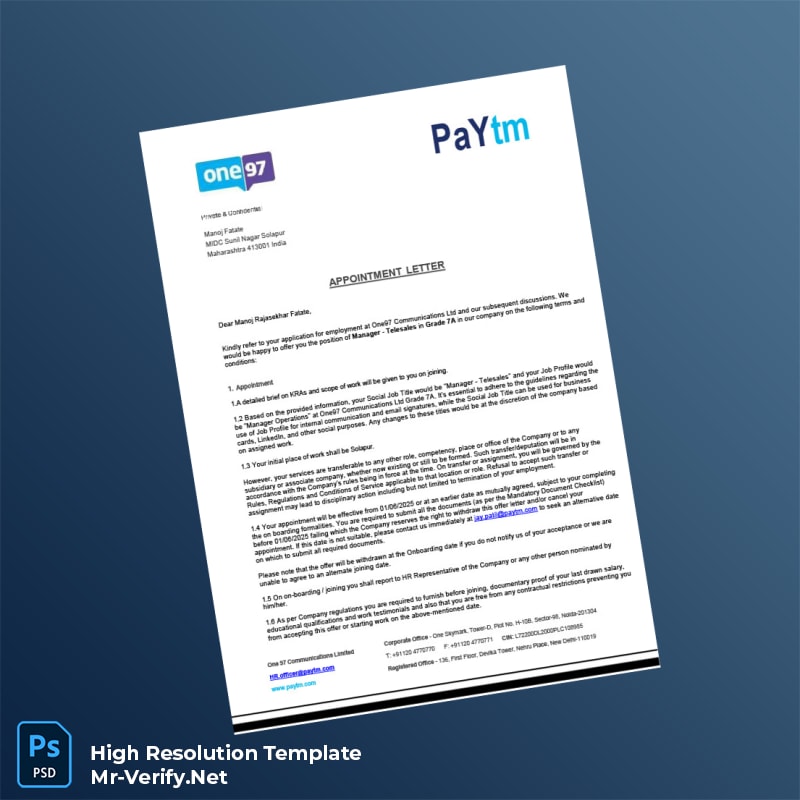 India%20One97%20Communications%20Ltd%20Employment%20Verification%20Letter%20Template%20in%20Word%20and%20PDF%20formats Editable India One97 Communications Ltd Employment Verification Letter Word and Pdf Template Preview - Mac Doc