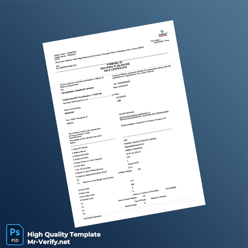 India Prakash Auto Invoice Template in Word and PDF formats page 2 India Prakash Auto Invoice Template in Word and PDF formats page 2