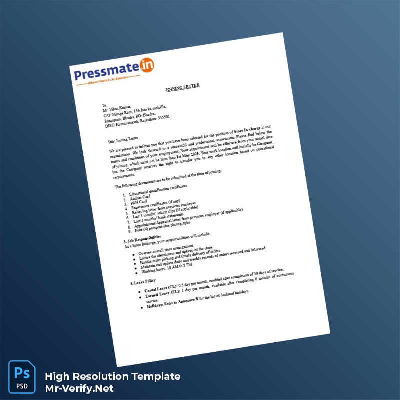 India%20Pressmate%20Dotin%20Care%20Pvt%20Ltd%20Joining%20Letter%20Template%20in%20Word%20and%20PDF%20formats Editable India Pressmate Dotin Care Pvt Ltd Joining Letter Word and Pdf Template Preview - Mac Doc