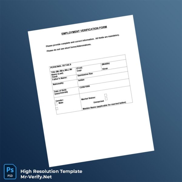 Editable India Proquest Consultancy Services Employment Verification Letter Word and Pdf Template Preview - Mac Doc