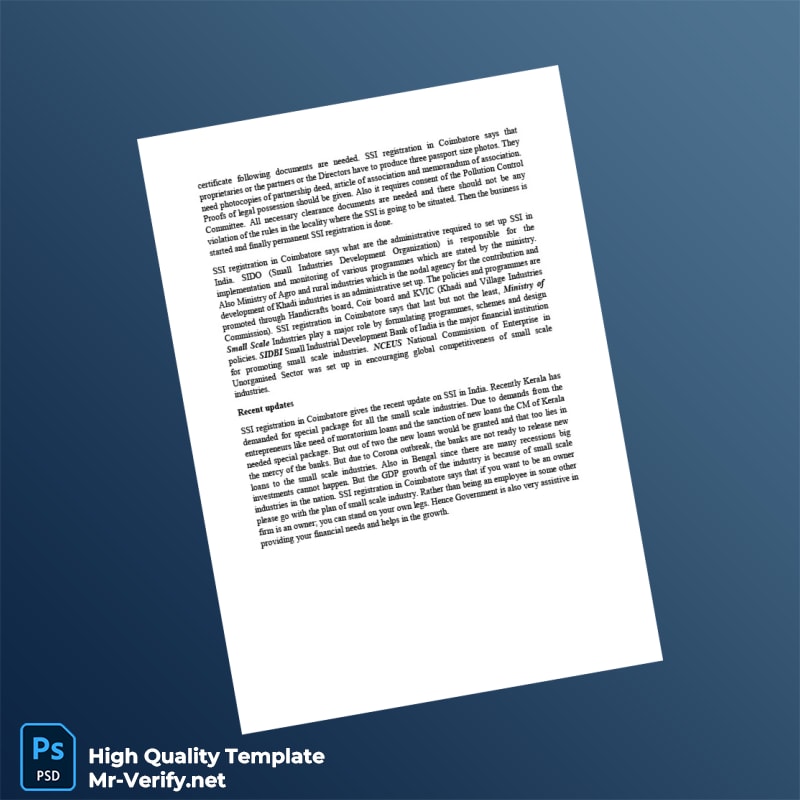India Provisional SSI Registration Certificate Template in Word and PDF formats page 2 India Provisional SSI Registration Certificate Template in Word and PDF formats page 2