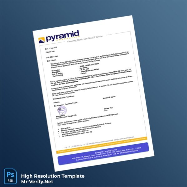 Editable India Pyramid IT Consulting Pvt Ltd Employment Verification Letter Word and Pdf Template Preview - Mac Doc