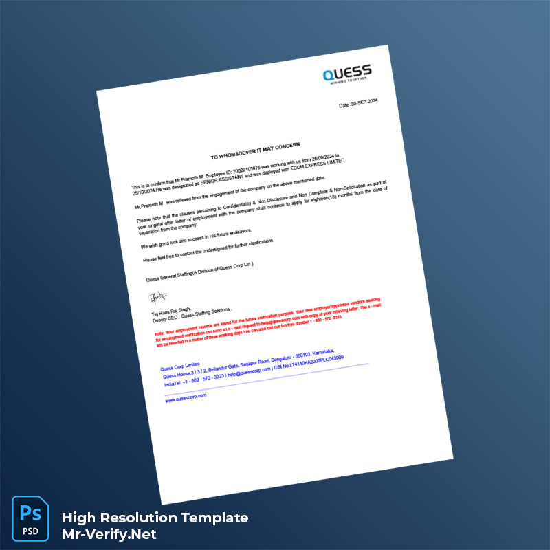 India%20Quess%20General%20Staffing%20Employment%20Verification%20Letter%20Template%20in%20Word%20and%20PDF%20formats Editable India Quess General Staffing Employment Verification Letter Word and Pdf Template Preview - Mac Doc