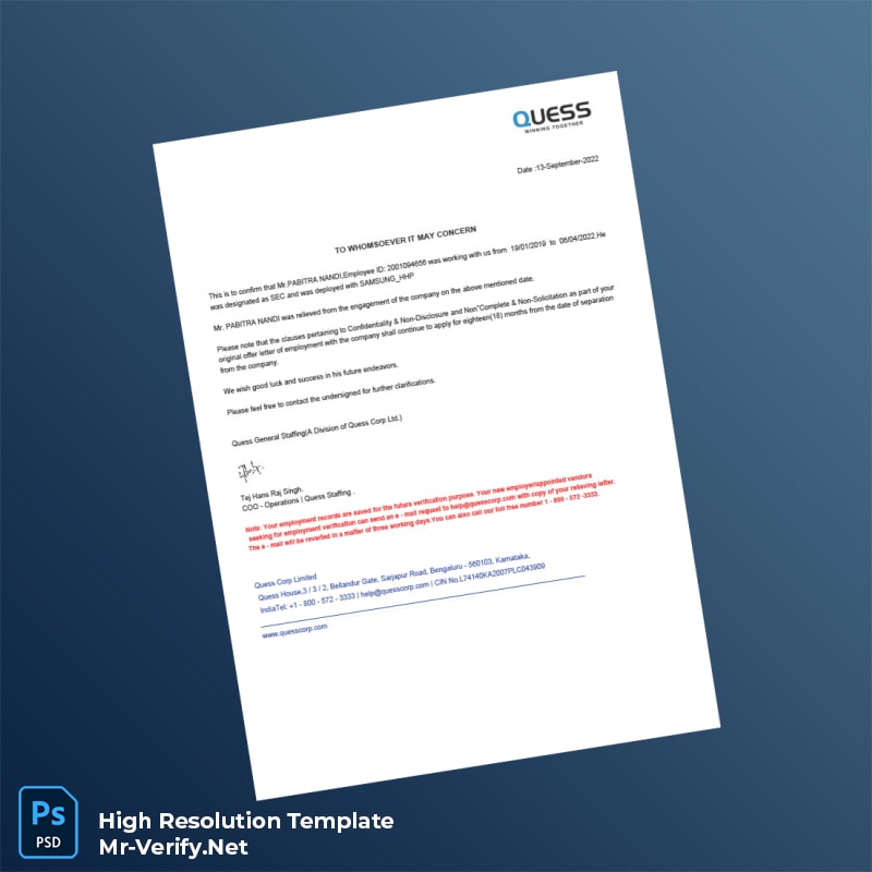 India%20Quess%20General%20Staffing%20Employment%20Verification%20Letter%20Template%20in%20Word%20and%20PDF%20formats Editable India Quess General Staffing Employment Verification Letter Word and Pdf Template Preview - Mac Doc