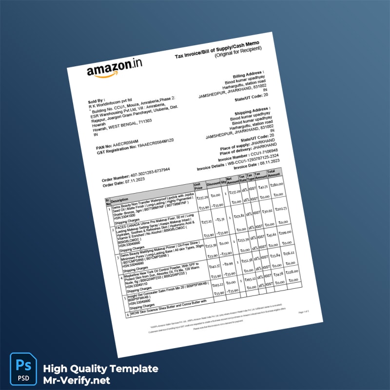 India R K World Infocom Pvt Ltd Tax Invoice Template in Word and PDF formats India R K World Infocom Pvt Ltd Tax Invoice Template in Word and PDF formats