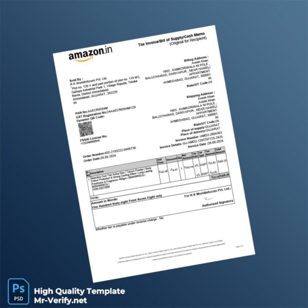 India R K WorldInfocom Pvt Ltd Invoice Template in Word and PDF formats India R K WorldInfocom Pvt Ltd Invoice Template in Word and PDF formats