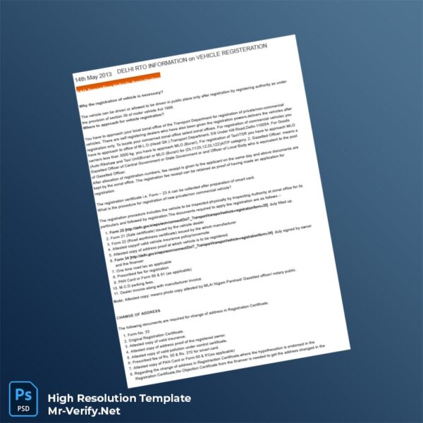 India%20RTO%20Vehicle%20Registration%20Information%20Document%20Template%20in%20Word%20and%20PDF%20formats Editable India RTO Vehicle Registration Information Document Word and Pdf Template Preview