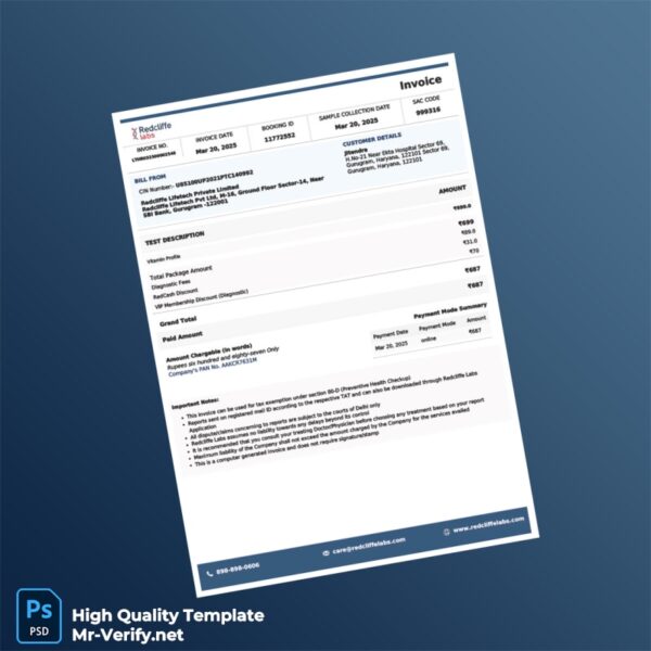 India Redcliffe Lifetech Private Limited Invoice Template in Word and PDF formats India Redcliffe Lifetech Private Limited Invoice Template in Word and PDF formats