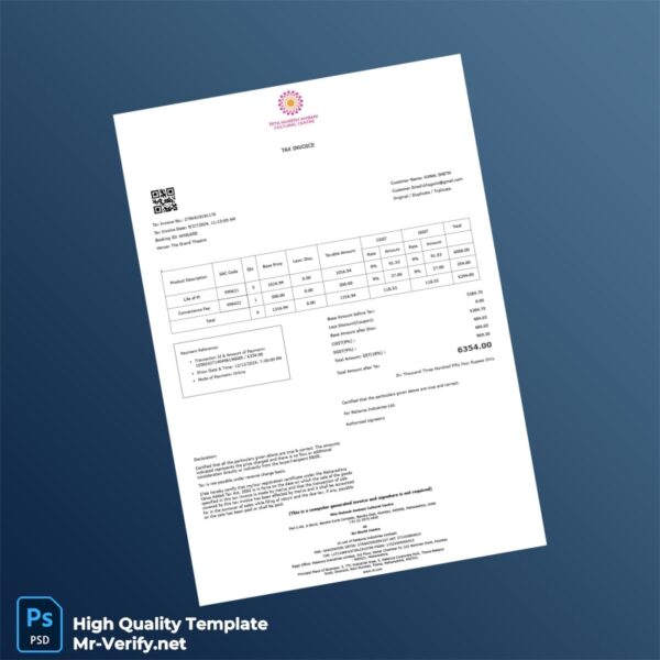 India Reliance Industries Ltd Tax Invoice Template in Word and PDF formats