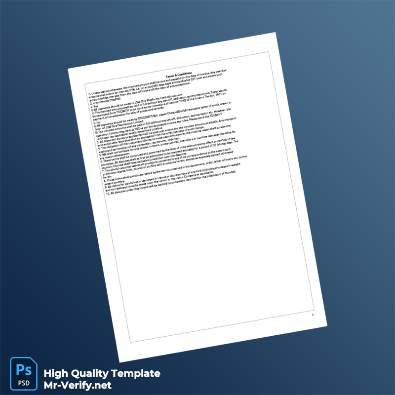 India Reliance Power Limited Tax Invoice Template in Word and PDF formats page 2 India Reliance Power Limited Tax Invoice Template in Word and PDF formats page 2