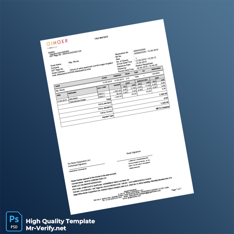 India Roots Corporation Ltd Invoice Template in Word and PDF formats India Roots Corporation Ltd Invoice Template in Word and PDF formats