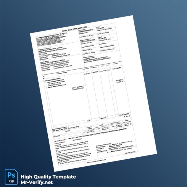 India S S Medical Systems I Pvt Ltd Invoice Template in Word and PDF formats