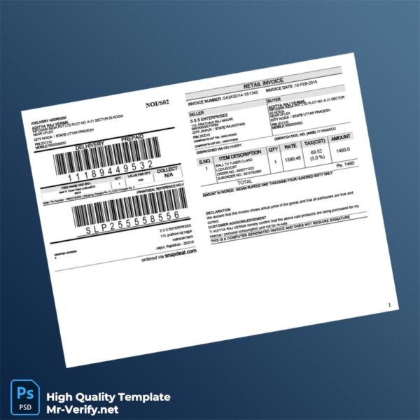 India S S S Enterprises Invoice Template in Word and PDF formats