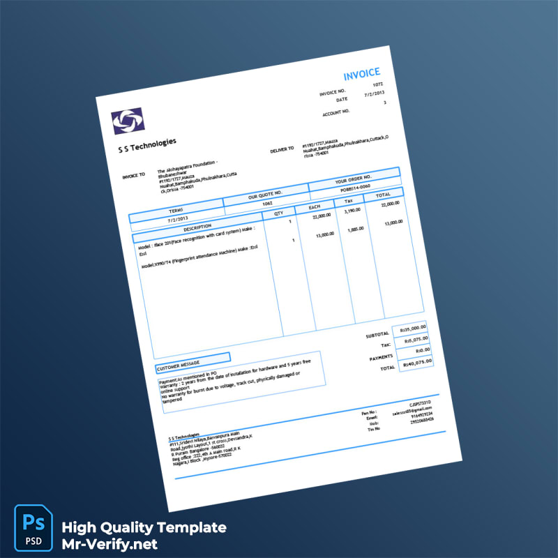 India S S Technologies Invoice Template in Word and PDF formats India S S Technologies Invoice Template in Word and PDF formats