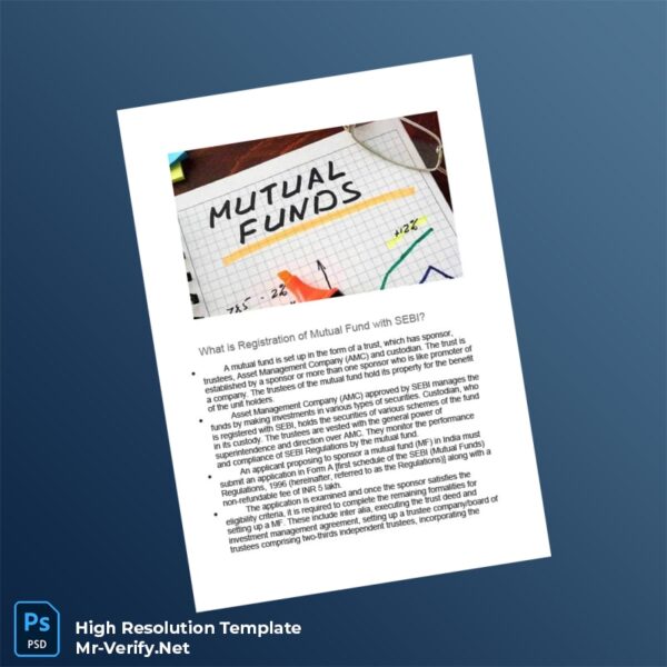 Editable India SEBI Mutual Fund Registration Certificate Word and Pdf Template Preview - Mac Doc
