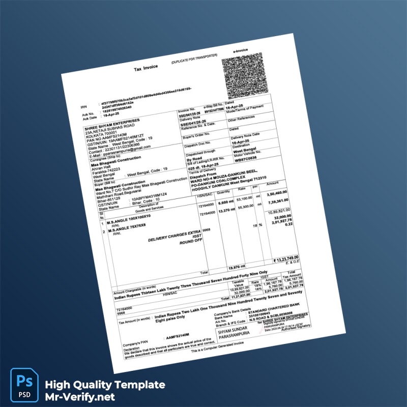 India Shree Shyam Enterprises Tax Invoice Template in Word and PDF formats page 7 India Shree Shyam Enterprises Tax Invoice Template in Word and PDF formats page 7