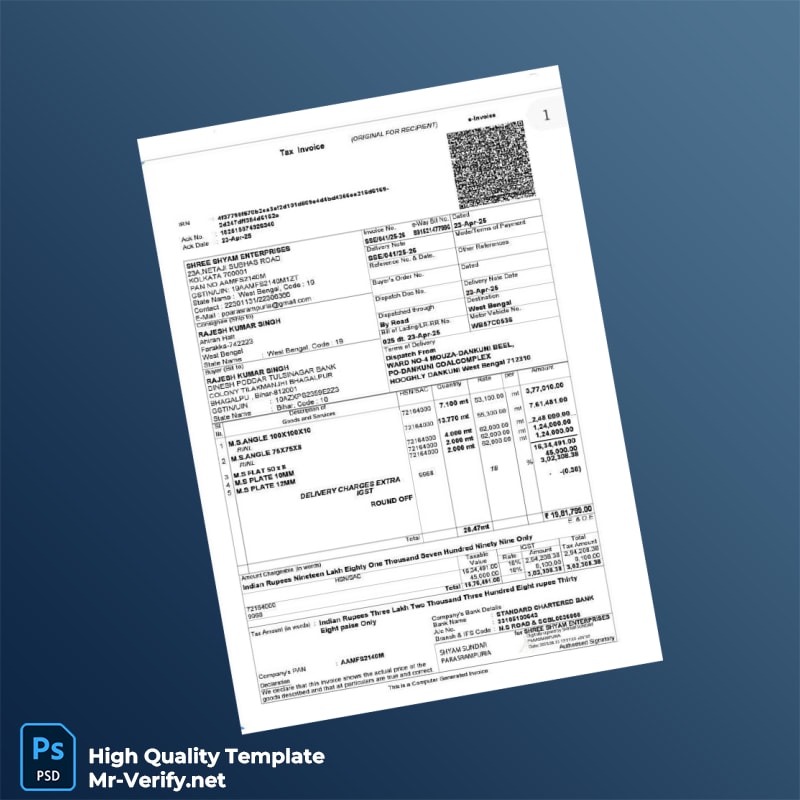 India Shree Shyam Enterprises Tax Invoice Template in Word and PDF formats India Shree Shyam Enterprises Tax Invoice Template in Word and PDF formats