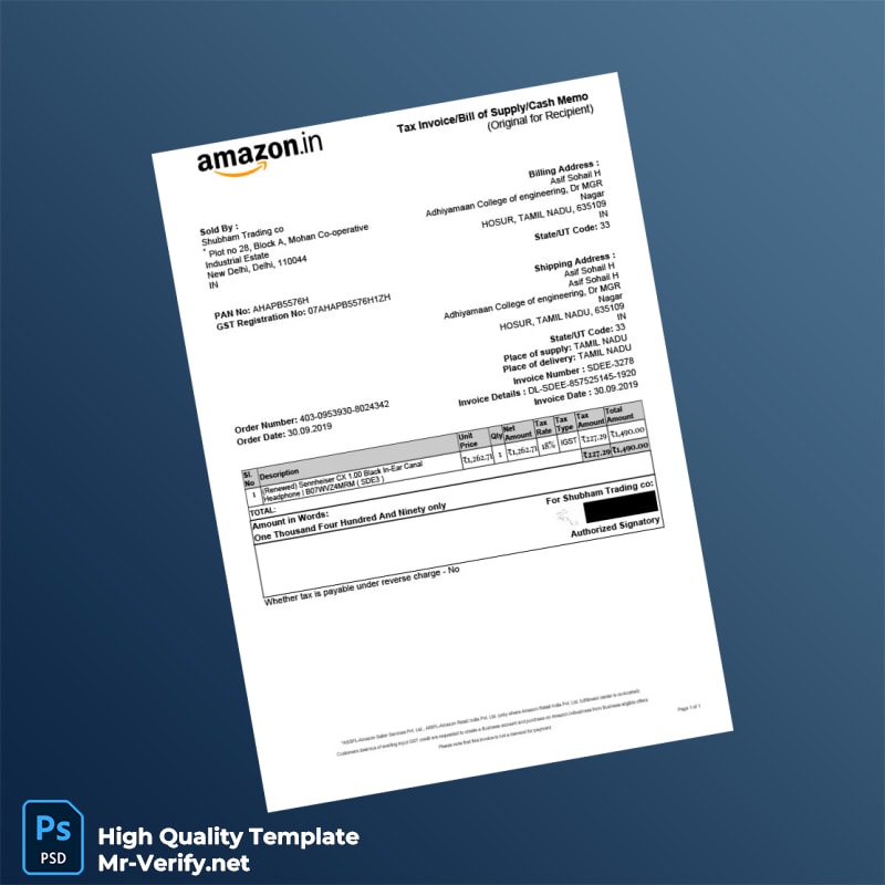 India Shubham Trading co Invoice Template in Word and PDF formats India Shubham Trading co Invoice Template in Word and PDF formats