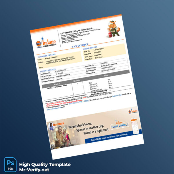 India Shyam Pur Indane Invoice Template in Word and PDF formats India Shyam Pur Indane Invoice Template in Word and PDF formats