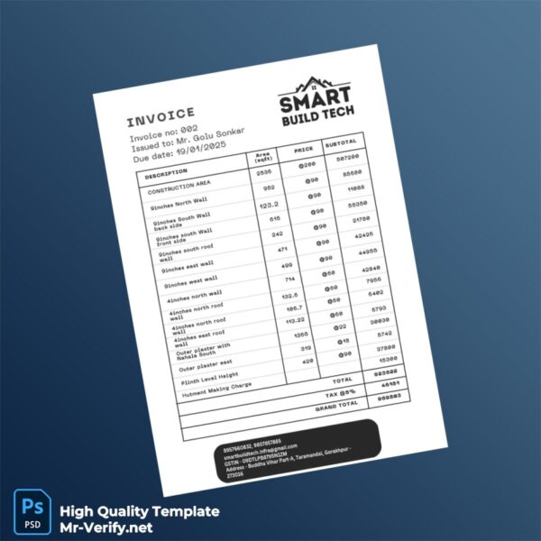 India Smart Build Tech Invoice Template in Word and PDF formats