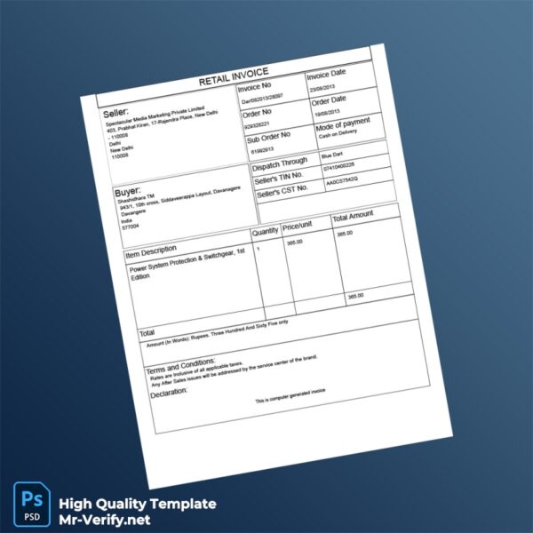 India Spectacular Media Marketing Private Limited Invoice Template in Word and PDF formats