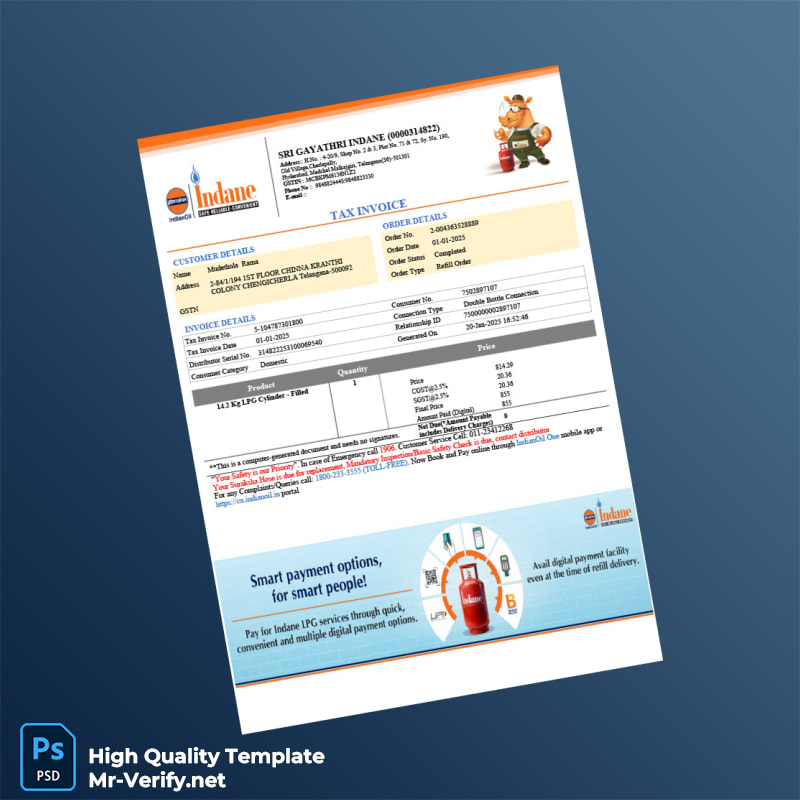India Sri Gayathri Indane Tax Invoice Template in Word and PDF formats India Sri Gayathri Indane Tax Invoice Template in Word and PDF formats