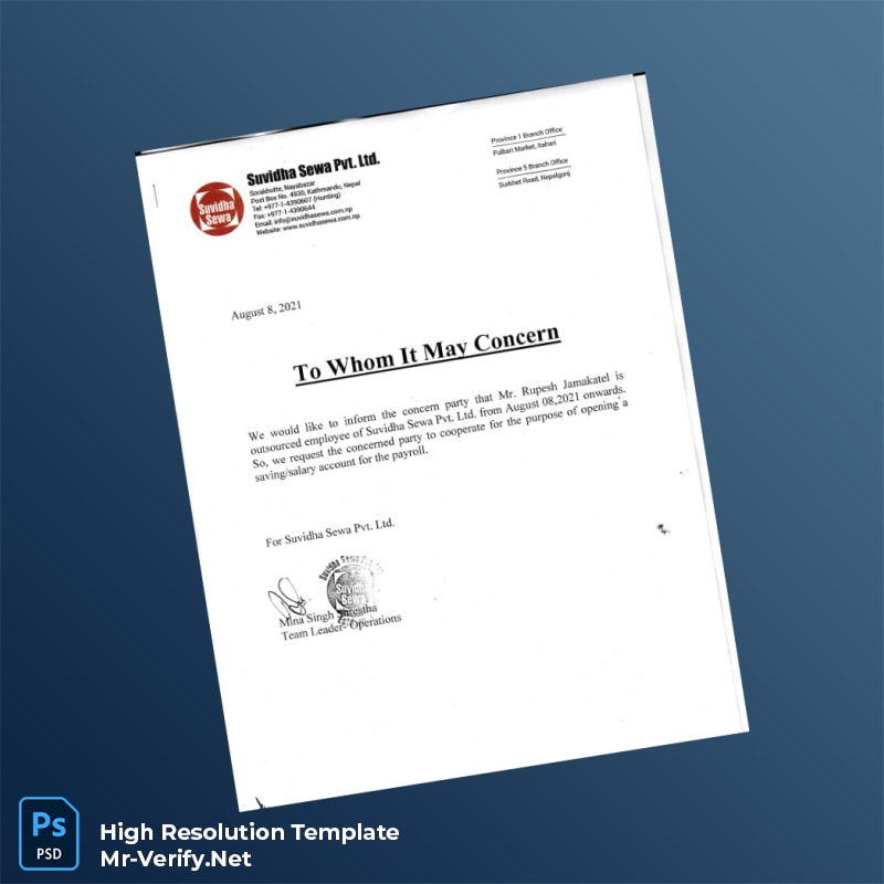 India%20Suvidha%20Sewa%20Pvt%20Ltd%20Employment%20Verification%20Letter%20Template%20in%20Word%20and%20PDF%20formats Editable India Suvidha Sewa Pvt Ltd Employment Verification Letter Word and Pdf Template Preview - Mac Doc