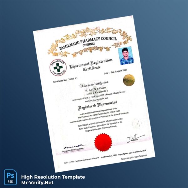 India%20Tamil%20Nadu%20Pharmacy%20Council%20Pharmacist%20Registration%20Certificate%20Template%20in%20Word%20and%20PDF%20formats Editable India Tamil Nadu Pharmacy Council Pharmacist Registration Certificate Word and Pdf Template Preview - Mac Doc