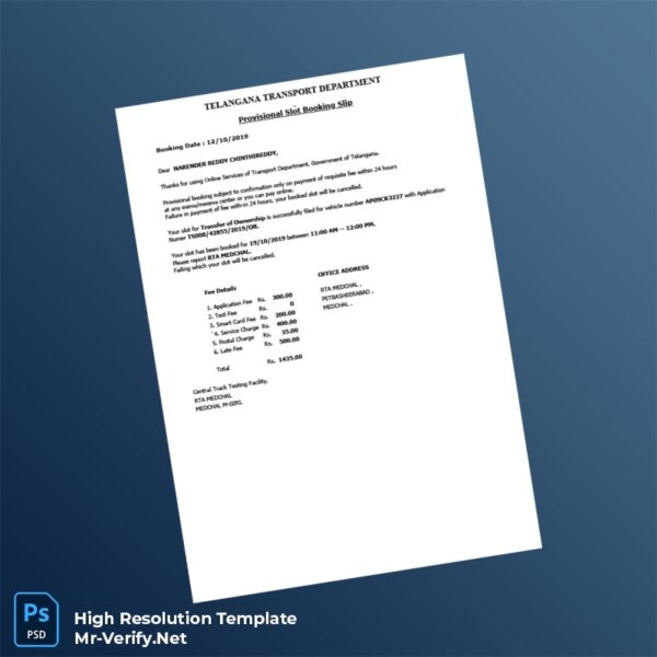 Editable India Telangana Registration Form Format Word and Pdf Template Preview - Mac Doc