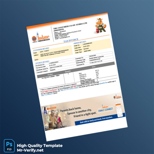 India The Consumers Co-Op Stores Ltd Tax Invoice Template in Word and PDF formats